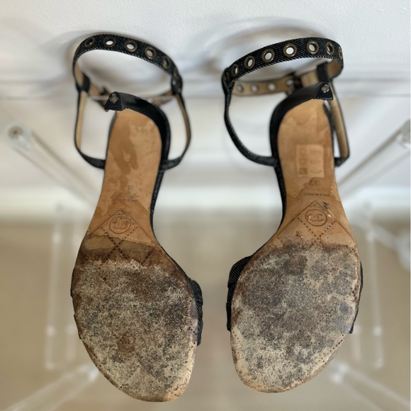 Chanel Denim Heels with Grommets and Ankle Straps - Picture 5 of 10